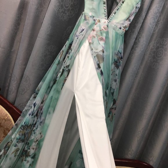 Alyce Sleek Sexy Prom Dress, BACKLESS Size 14, Aline Leg Slit Bridesmaid Formal - Picture 7 of 15